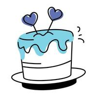 Here a doodle icon depicting valentine cake vector