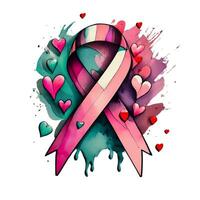 graphics pink ribbon on a white background symbol of the fight against breast cancer photo