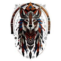 graphics esoteric totem wolf head on white background photo