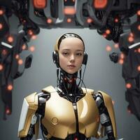 artificial intelligence robot at work in the future photo