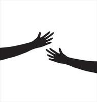 Silhouette of hugging hands. Black sketch doodle illustration. Concept of support and care vector