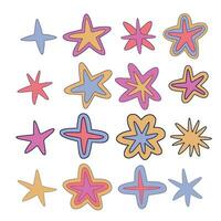 Groovy star elements. 70s, 80s, 60s vibes funky sticker. Retro psychedelic vector illustration. Vintage nostalgia element for card, poster design and print