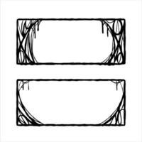 Víspera de Todos los Santos marco. telarañas y baboso hilos borde. cuadrado dibujos animados ilustración aislado en blanco. de miedo Siniestro silueta. oscuro telaraña, mano dibujado telaraña vector
