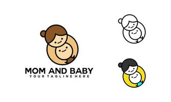 Mom and baby logo designMom and baby logo design. Mother and baby in simple style illustration. vector