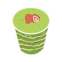 matcha postres ilustración. encantador matcha verde polvo a base de té receta postres plano diseño ilustración con pasteles, galletas, galletas, y otro dulces vector