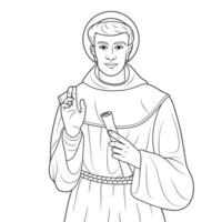 Saint Anthony of Saint Anne Friar Galvao Vector Illustration Outline Monochrome