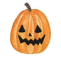 Orange Pumpkin Jack. Halloween.Isolated element on white background. watercolor illustration vector