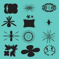 PrPoster templates, stars, flowes, circles, graphic design, and stickers, In Y2k style. Graphic design elements Vector.int vector