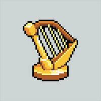 píxel Arte ilustración harpa. pixelado harpa. harpa música icono pixelado para el píxel Arte juego y icono para sitio web y vídeo juego. antiguo colegio retro vector