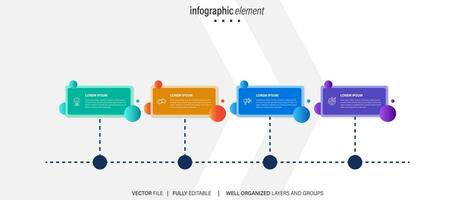 Business infographic design template with 4 options, steps or processes. Can be used for workflow layout, diagram, annual report, web design vector