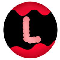 Uppercase in a red-black circle,Alphabet L png