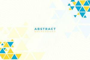 VECTOR BACKGROUND ABSTRACT WITH TRIANGLE AS FRAME, WITH MAIN COLORS OF WHITE PLUS BLUE AND YELLOW, SUITABLE FOR WALLPAPER, PRESENTATION, BANNER, FLIYER, POSTER, AND CREATIVE.