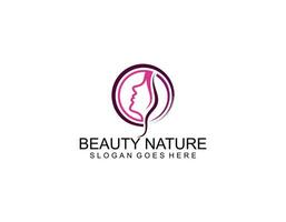 Logo vektor salon kecantikan dan spa. dan potret wanita dengan rambut bergelombang. vector