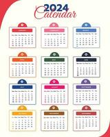 2024 Claendar Template Design vector