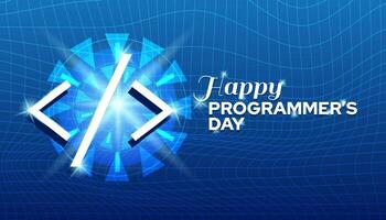 Illustration vector design for programmers day. happy programmers day greeting design with modern technology blue background