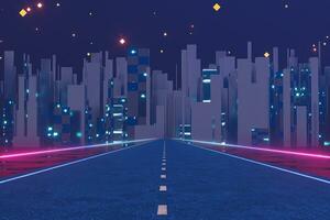 Urban road and starry sky,abstract conception,3d rendering. photo