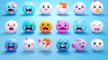 Set of animal faces, face emojis, stickers, emoticons,cartoon funny mascot characters face set, Generative AI illustration photo