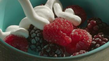 Raspberries with cream video