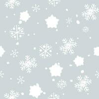 Seamless pattern, cute white snowflakes on gray background. New year texture for printing, wrapping paper, design, fabric, decoration, gift, background. vector