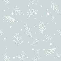 Seamless pattern with snowflakes and pine branches. vector