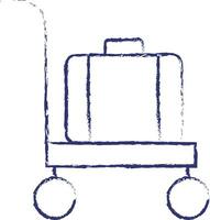 Baggage trolley hand drawn illustration vector