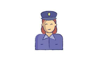 mujer policía mano dibujado ilustración vector