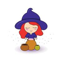 Vector illustration of a cute witch