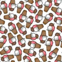 Summer doodle seamless pattern with ice creams vector