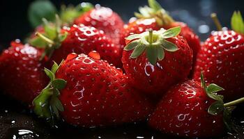 Freshness and sweetness in a vibrant strawberry dessert generated by AI photo