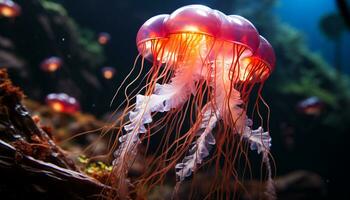 Underwater beauty fish swimming in a tropical reef generated by AI photo