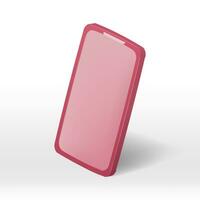 3D Vector Blank Pink Smartphone Illustration Element on White Suitable for Vector Mock up