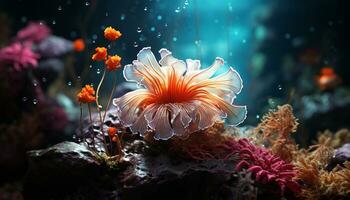 Underwater beauty colorful fish swim in a tropical coral reef generated by AI photo