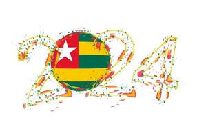 2024 Year in grunge style with flag of Togo. vector