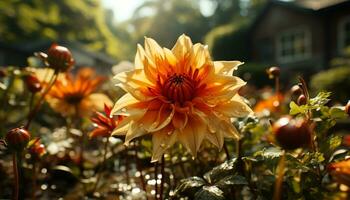 vibrante color ramo, un soltero flor en un formal jardín generado por ai foto