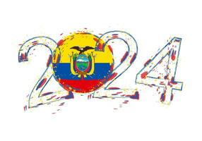 2024 Year in grunge style with flag of Ecuador. vector