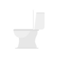 Toilet bowl flat design vector illustration. Toilet seat, bowl side view flat style on white background. Restroom, lavatory, privy, closet, loo water closet.