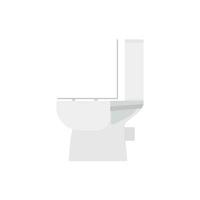 Toilet bowl flat design vector illustration. Toilet seat, bowl side view flat style on white background. Restroom, lavatory, privy, closet, loo water closet.