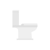 Toilet bowl flat design vector illustration. Toilet seat, bowl side view flat style on white background. Restroom, lavatory, privy, closet, loo water closet.