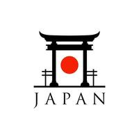 historical torii gate japanese logo. sunset torii gate icon logo vector illustration. japanese history monument