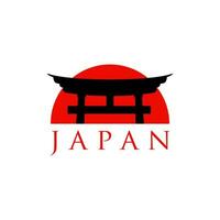 historical torii gate japanese logo. sunset torii gate icon logo vector illustration. japanese history monument