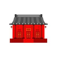 traditional chinese house flat design vector illustration. Cultural Oriental Architecture. China town house facade exterior design. Chinatown city structure,ethnic asian pavilion or temple