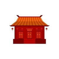 traditional chinese house flat design vector illustration. Cultural Oriental Architecture. China town house facade exterior design. Chinatown city structure,ethnic asian pavilion or temple