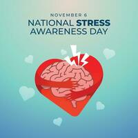 National Stress Awareness Day vector design template good for celebration usage. stress illustration image. flat design. brain image. eps 10.