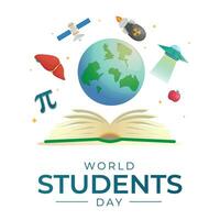 World Students Day design template good for celebration usage. globe book apple pen vector illustration. flat design. vector eps 10.