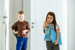 Unhappy Pre teen girl in school photo