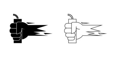 fast dynamite punch illustration. line, silhouette, simple and minimal style. used for company, label,  brand, logo, symbol, sign, print, icon, emblem vector