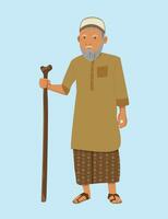 old man standing with stick vector