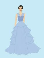 Girl wearing westren dress fairy style gown vector