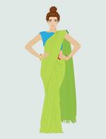 Indian women with traditional outfit saree vector
