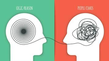 izquierda cerebro vs Derecha cerebro dominio infografía modelo. cómo el humano cerebro trabajos teoría. creativo personas hemisferio derecho y analítico pensadores cerebro izquierdo concepto.visual diapositiva presentación vector. vector